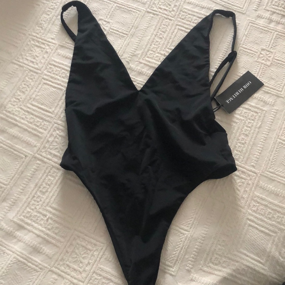 NWT Black thong body suit